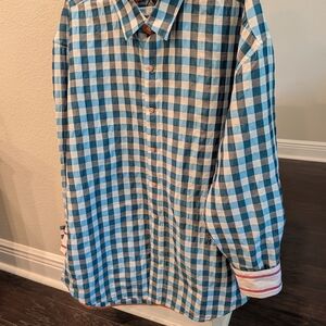 Robert Graham Blue and White Plaid Dress Shirt